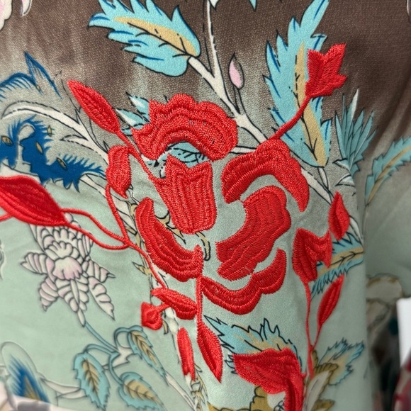 Soft Surroundings Izumi Kimono Sleeve Tunic Top M Embroidered Mixed  Patchwork - Picture 6 of 10